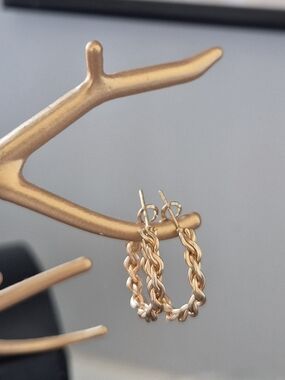 Gold-Tone Twisted Hoop Earrings - Women Jewelry